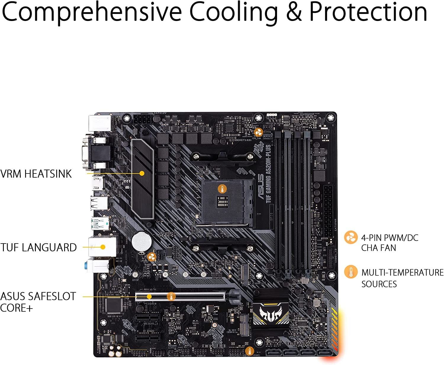 image-ASUS TUF Gaming A520M-Plus AMD A520 (Ryzen AM4) Micro ATX Motherboard