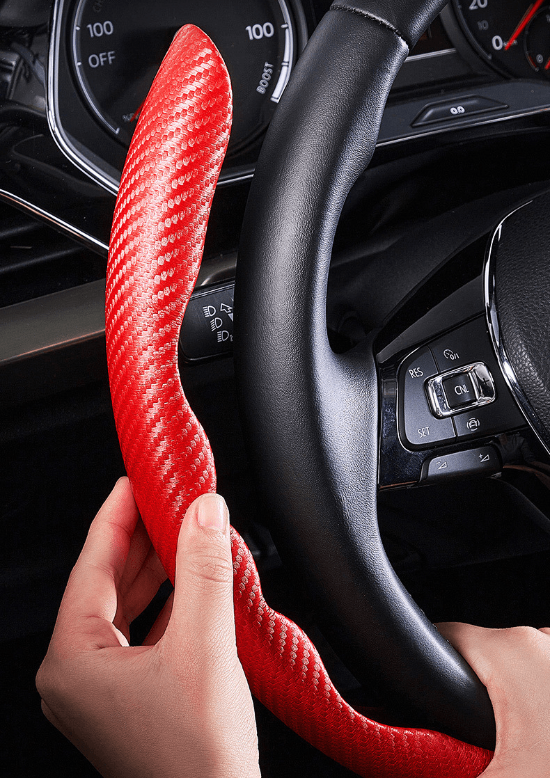 image-1Pair Carbon Fiber Universal Car Steering Wheel Cover