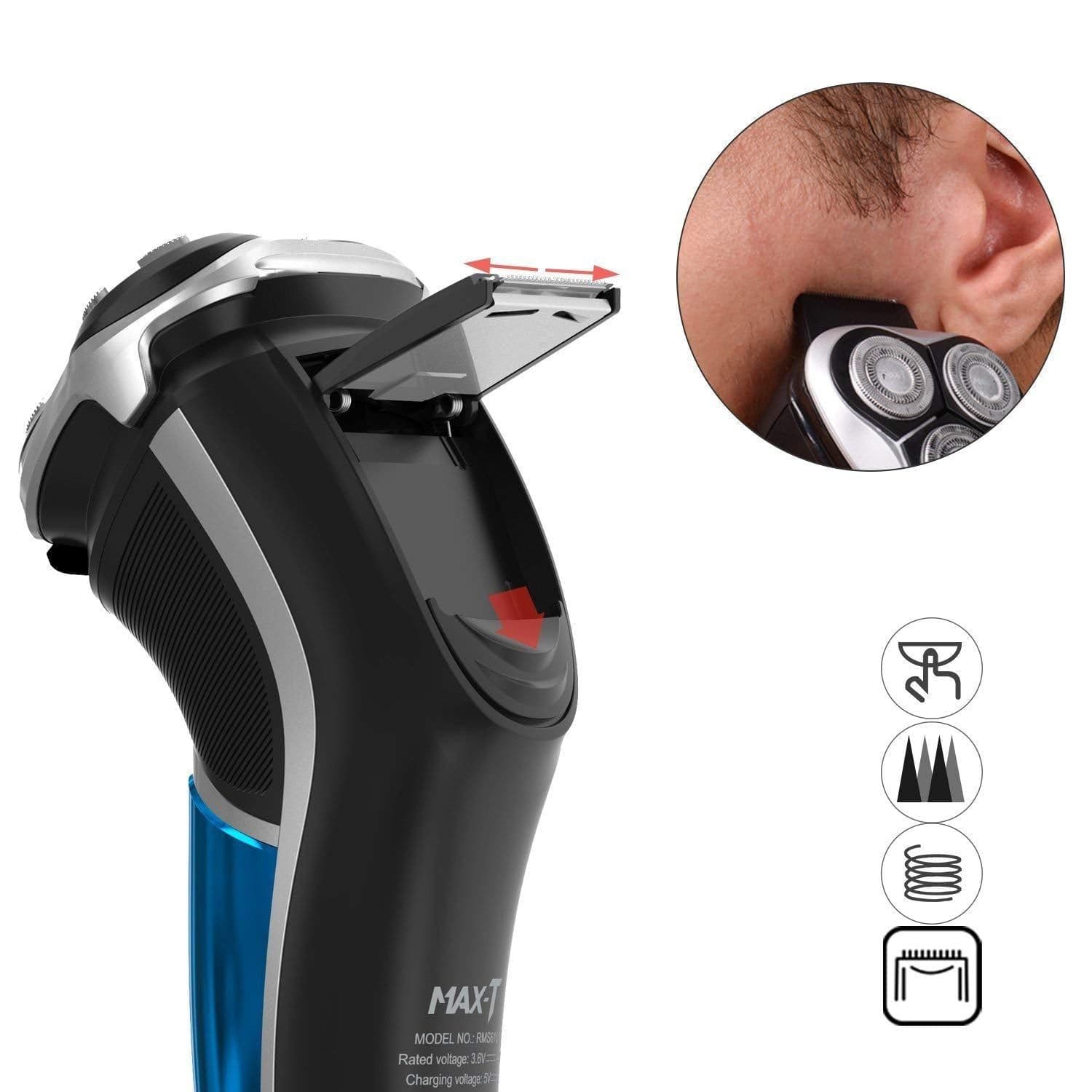 image-Electric Razor for Men Waterproof IPX7 Electric Shaver