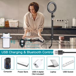 image-Metal Bracket Selfie Stick Bluetooth Set Ring Light with Gimbal