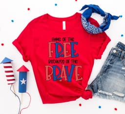 image-Bella Canvas 4th of July T-Shirt - Premium Cotton - Free & Brave Design