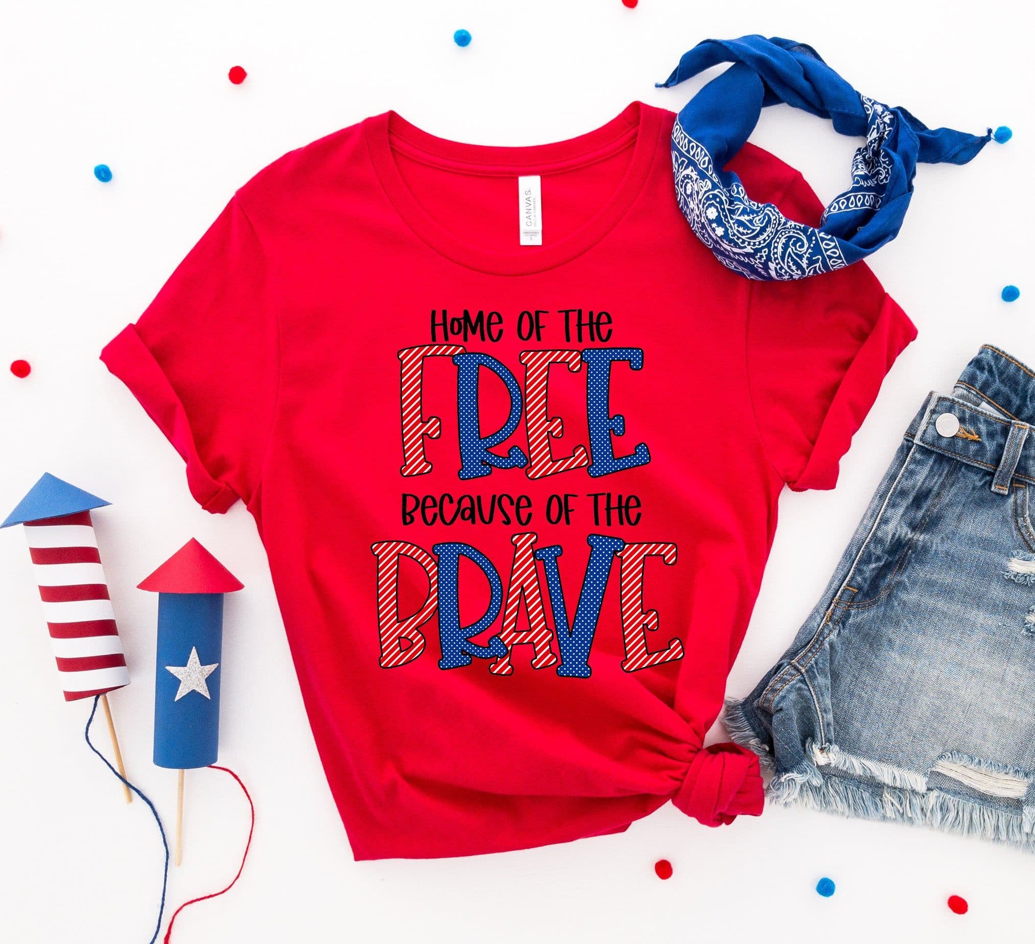 image-Bella Canvas 4th of July T-Shirt - Premium Cotton - Free & Brave Design