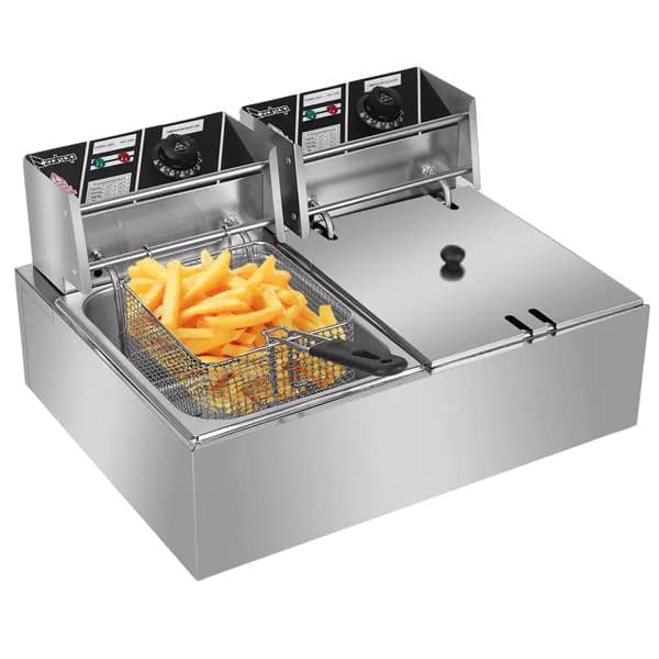 image-2500W 220-240V 12L Stainless Steel Double Cylinder Electric Fryer