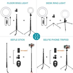 image-Metal Bracket Selfie Stick Bluetooth Set Ring Light with Gimbal
