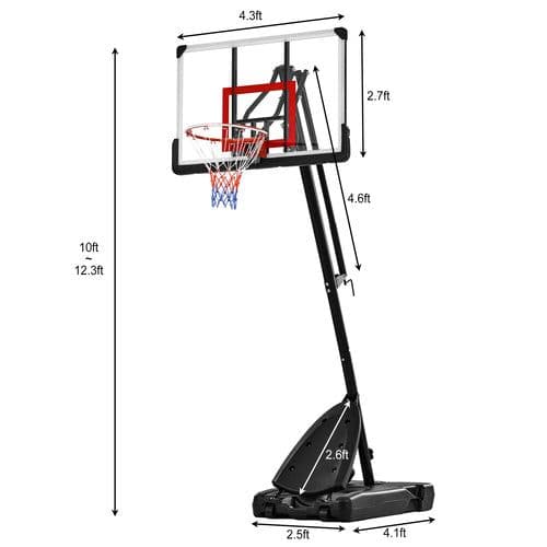 image-Basketball Hoop Basketball System 7.5ft-10ft Height Adjustable