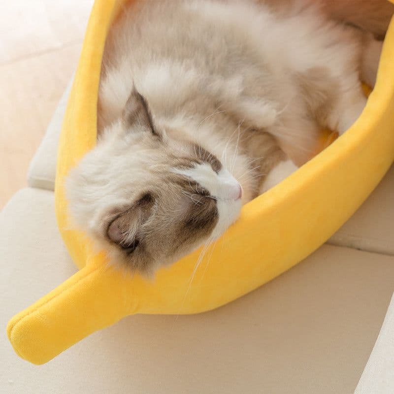image-Funny Banana Cat Bed House Cute Cozy Cat Mat Beds