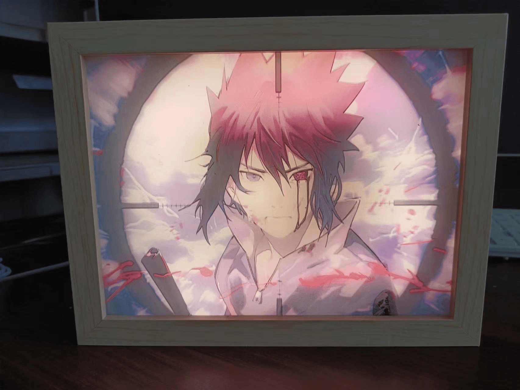image-Creative Wooden Light Painting Anime Bedside Lamp