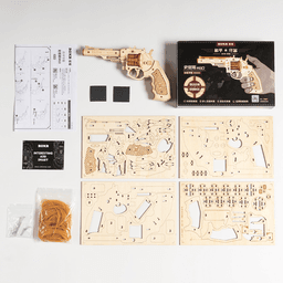 image-3D Wooden Puzzle Games Revolver Model Building Kits Toys