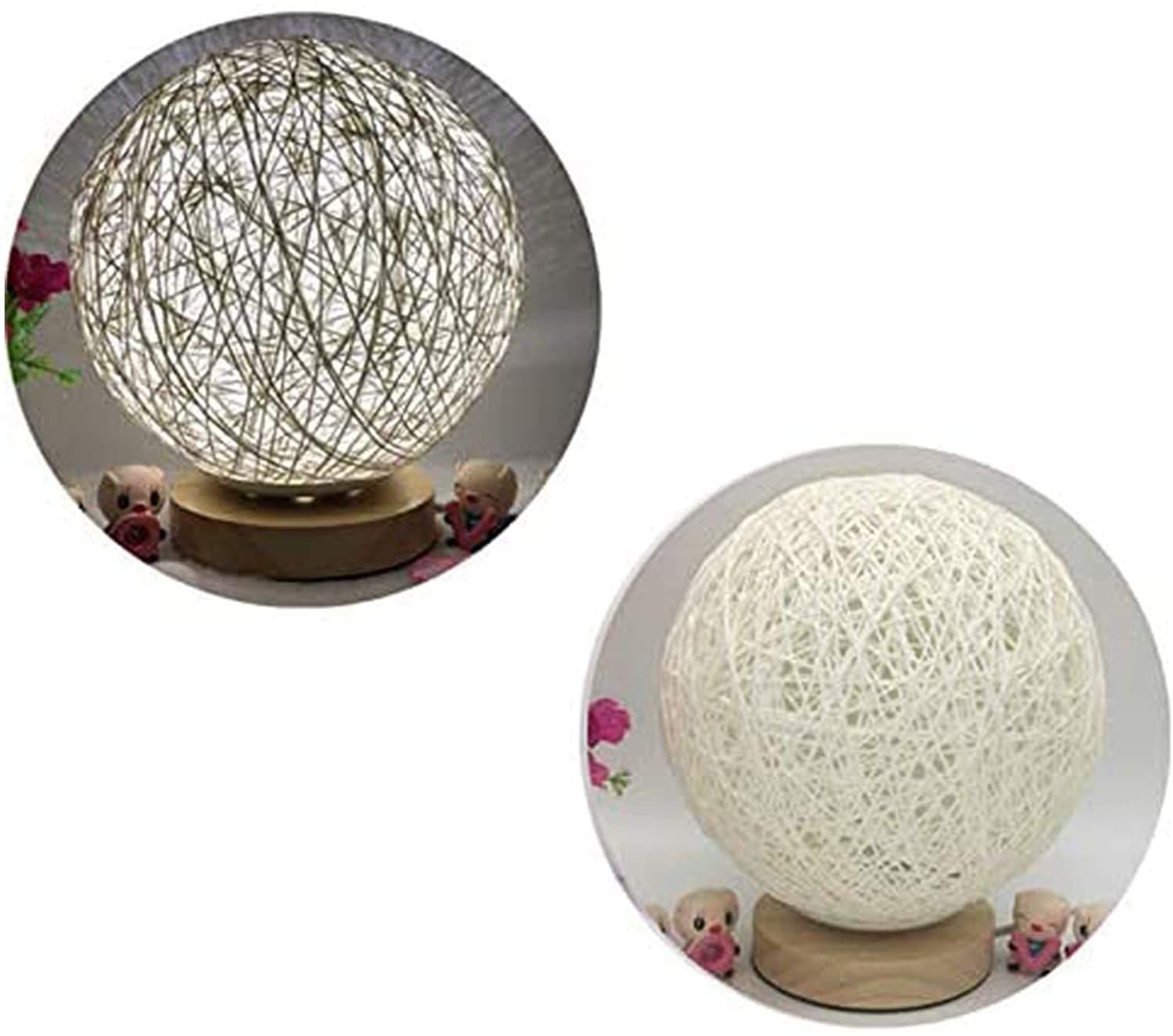 image-Wood Decorative Bedside Moon Lamp USB Charger Wood Table Lamp