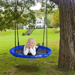 image-40" Kids Outdoor Round Net Hanging Rope Nest Tree Swing