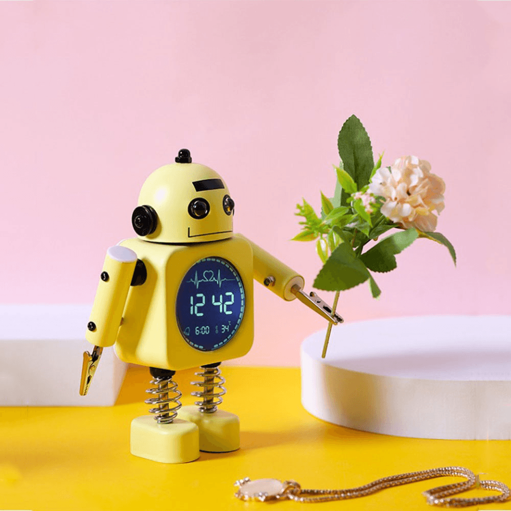 image-Robot Smart Digital Alarm Clock Temperature Display For Gifts