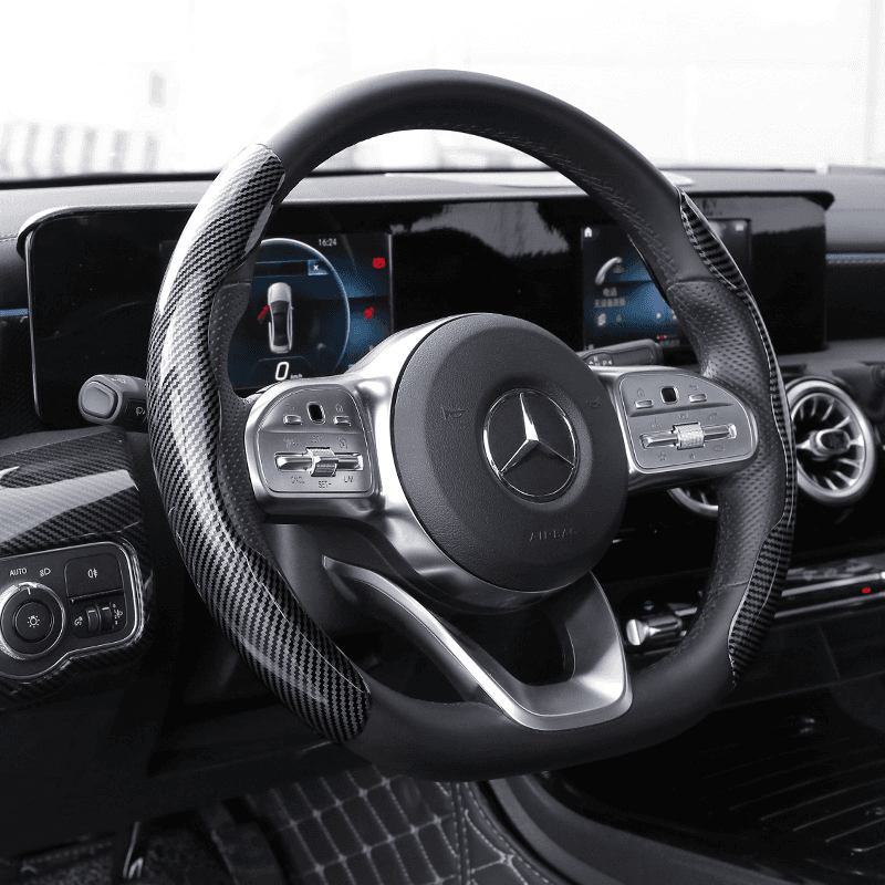 image-1Pair Carbon Fiber Universal Car Steering Wheel Cover