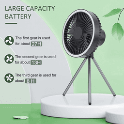 image-Portable Fan Outdoor Camping Tripod Desktop Fan With Led Light