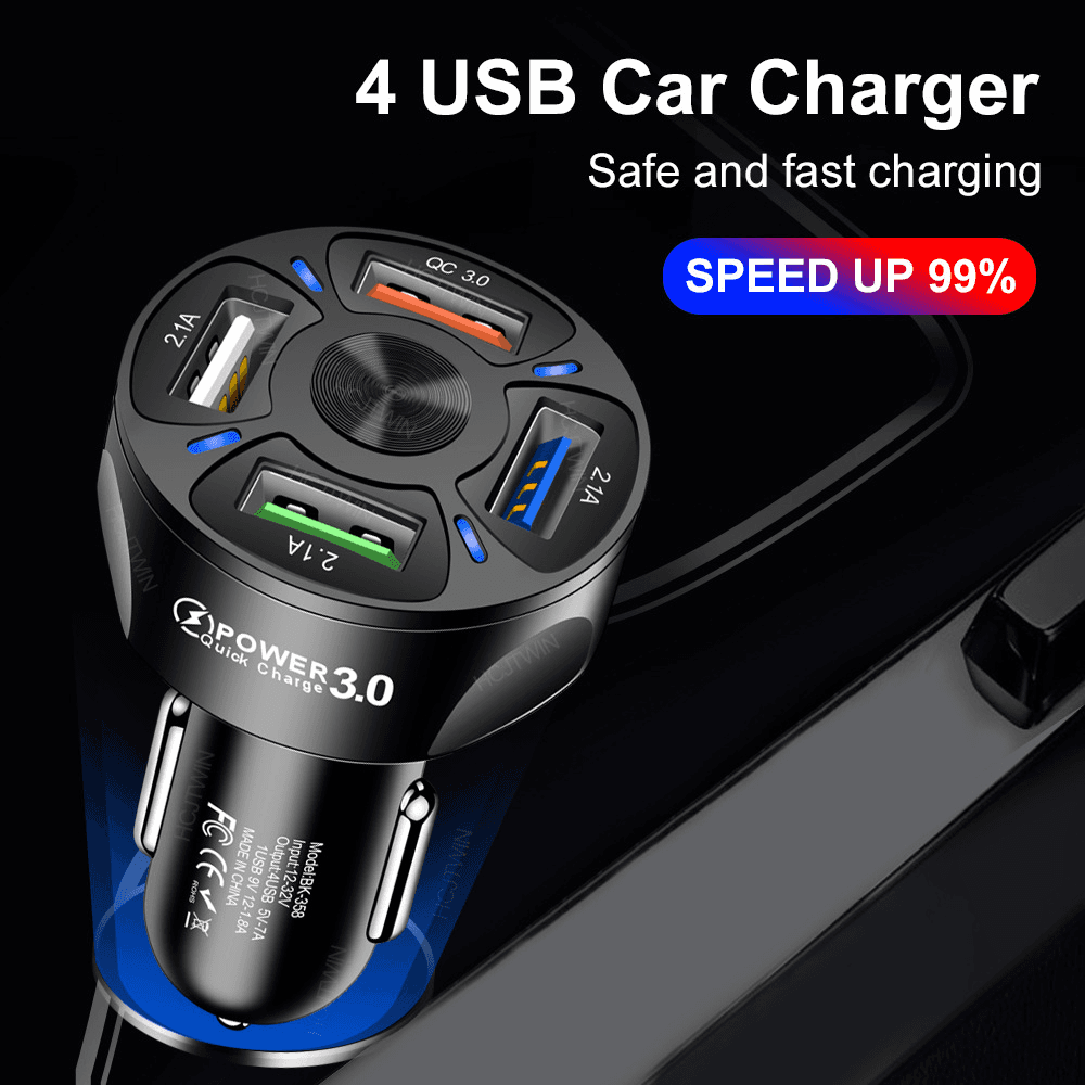 image-4 USB Car Charger Fast 7A QC3.0 Quick Car Chargr Adapter