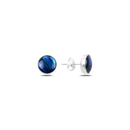 image-925 Sterling Silver Round Abalone Shell Solitaire Earrings