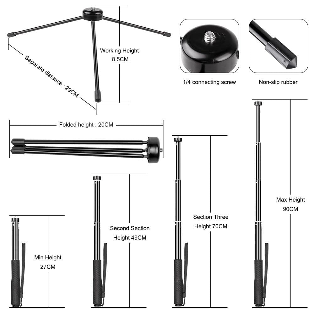 image-Metal Bracket Selfie Stick Bluetooth Set Ring Light with Gimbal