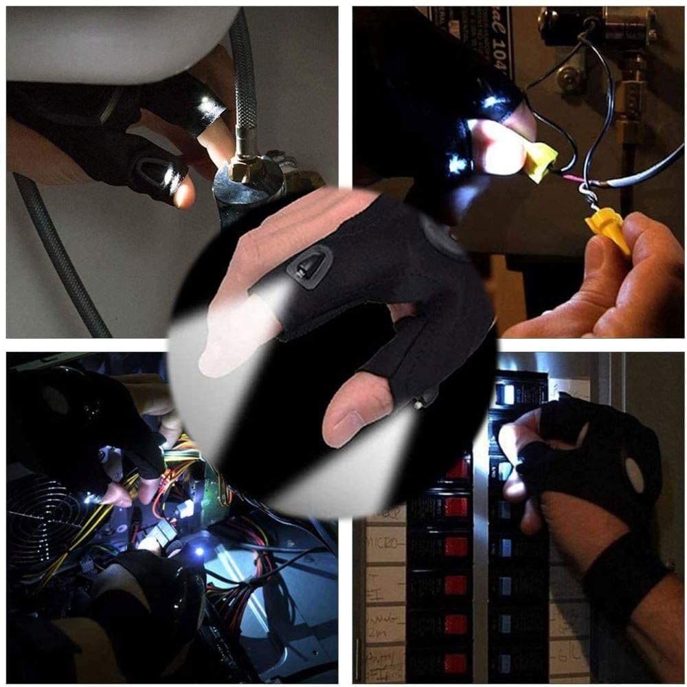 image-LED Flashlights Gloves Fingerless Lighting Gloves