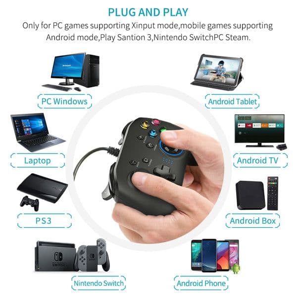 image-Wired Gaming Controller Joystick Gamepad with Dual-Vibration