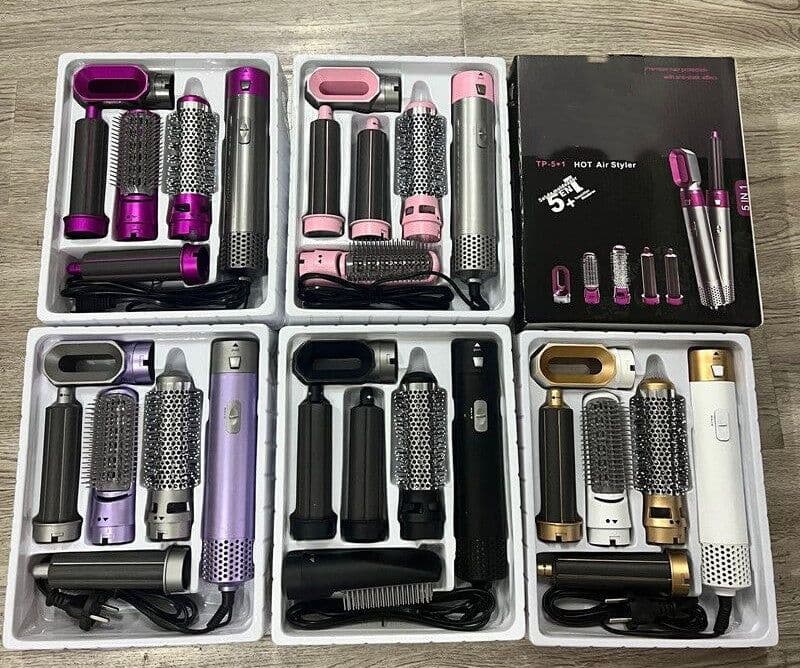 image-5 in 1 Hair Dryer Brush Curling Iron Hair Straightener