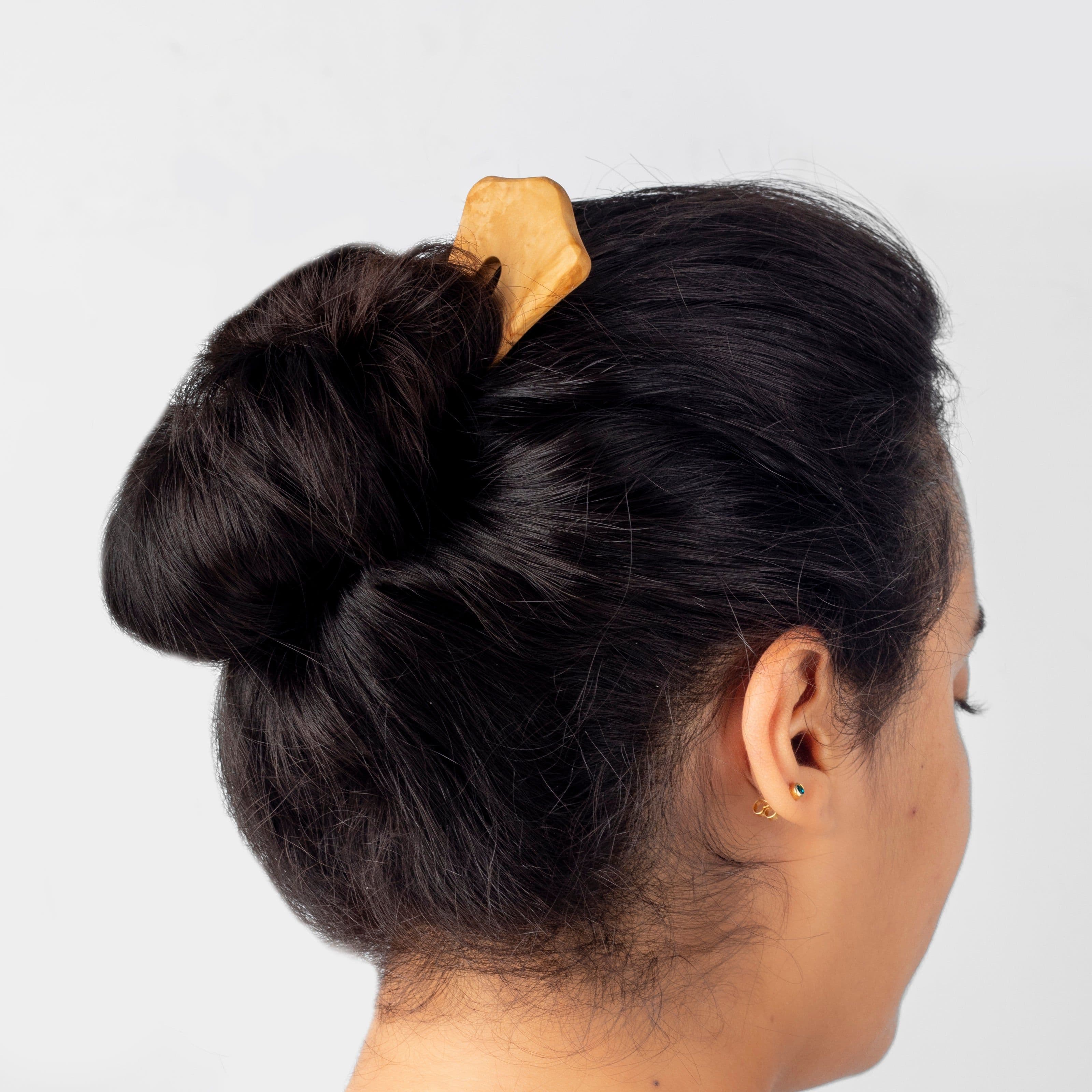 image-Handmade Hair Pin – My Olive Wood Hair Companion