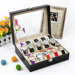 image-10 Compartments High-grade Leather Watch Collection Storage Box