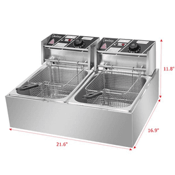 image-2500W 220-240V 12L Stainless Steel Double Cylinder Electric Fryer