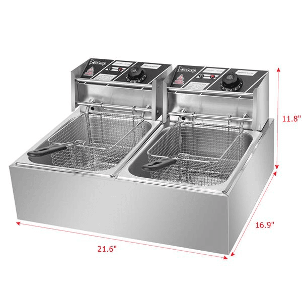 image-2500W 220-240V 12L Stainless Steel Double Cylinder Electric Fryer