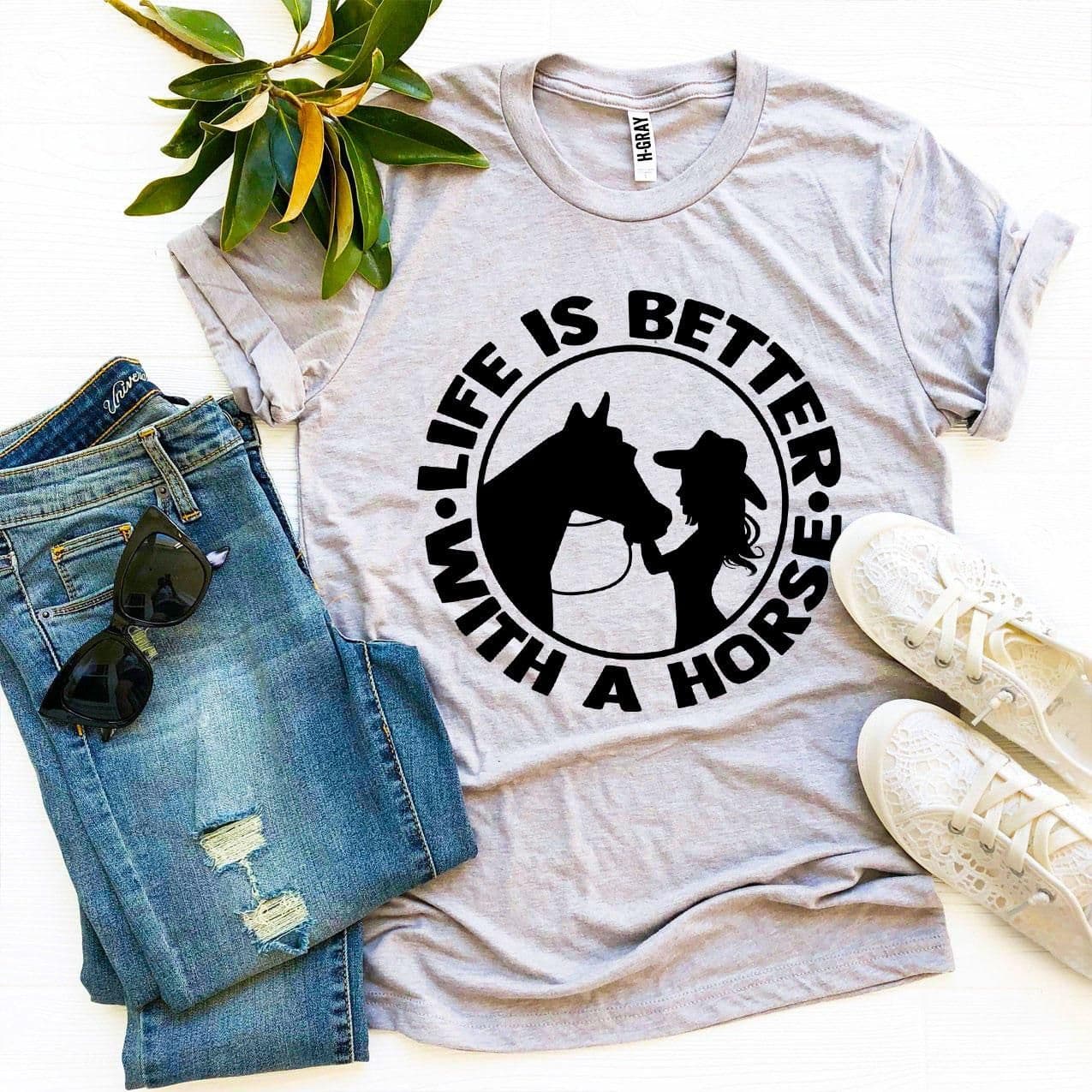 image-Bella Canvas "Life is Better With a Horse" T-Shirt - Cotton - XS-3XL (65 characters)