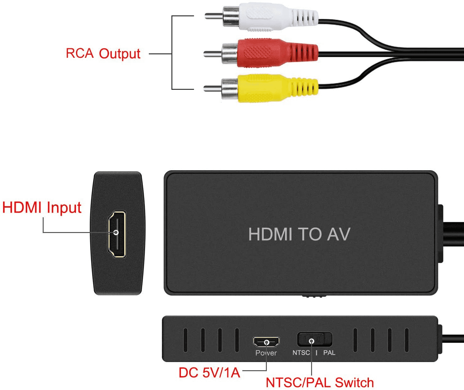 image-HDMI to AV Converter HDMI to Video Audio Adapter