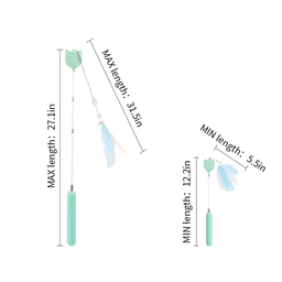image-Cat Feather Toys Retractable Cat Teaser Wand and Rope Toy