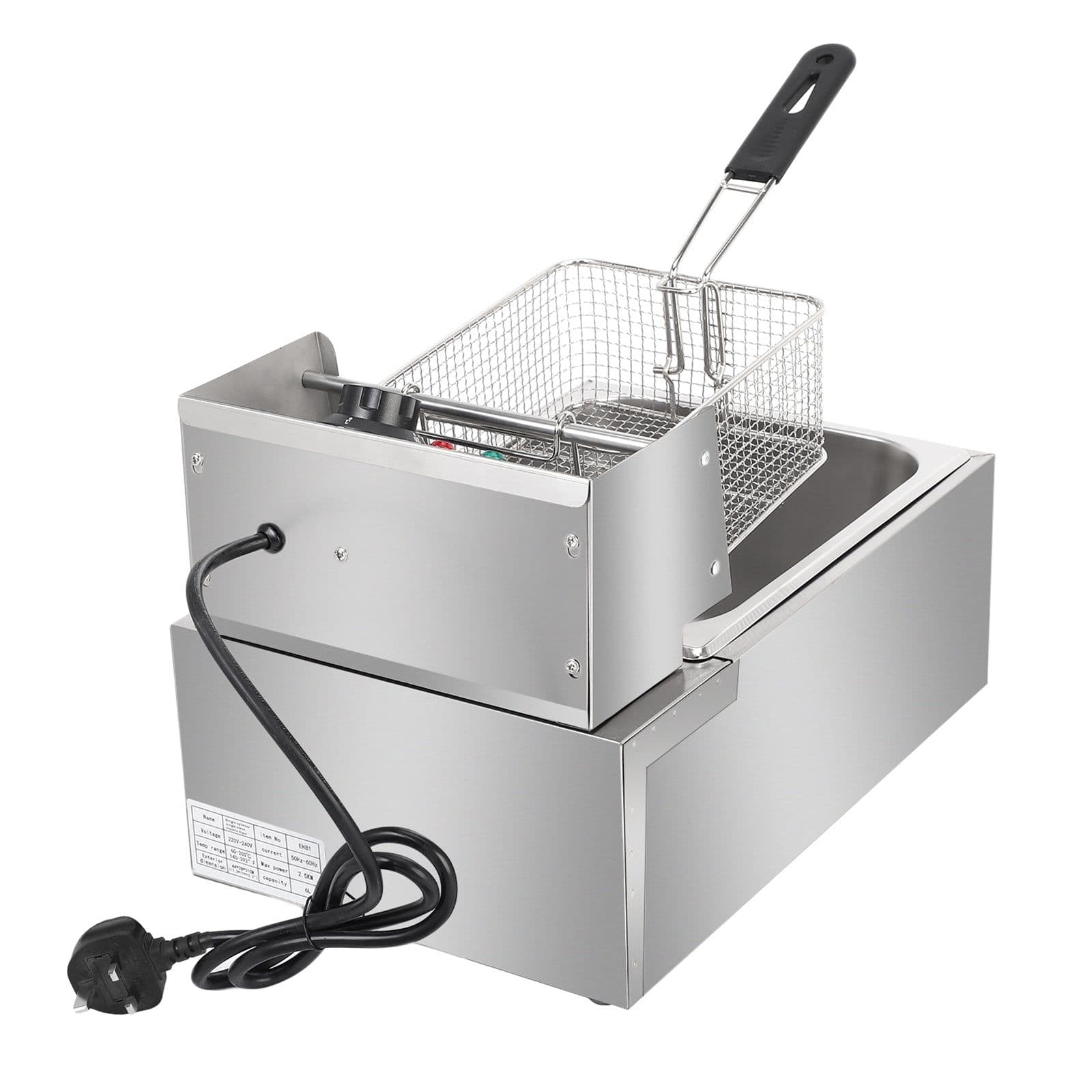 image-2.5KW 220-240V 6L Stainless Steel Single Cylinder Electric Frye