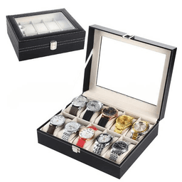 image-10 Compartments High-grade Leather Watch Collection Storage Box