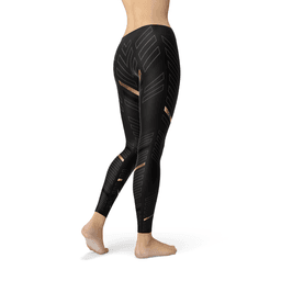 image-Womens Sports Stripes Black Leggings