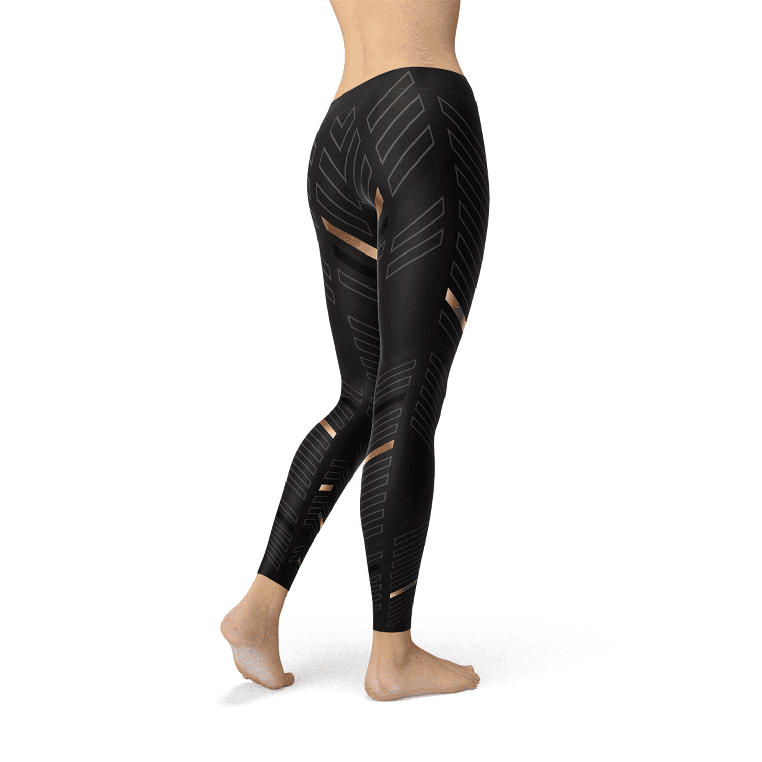 image-Womens Sports Stripes Black Leggings