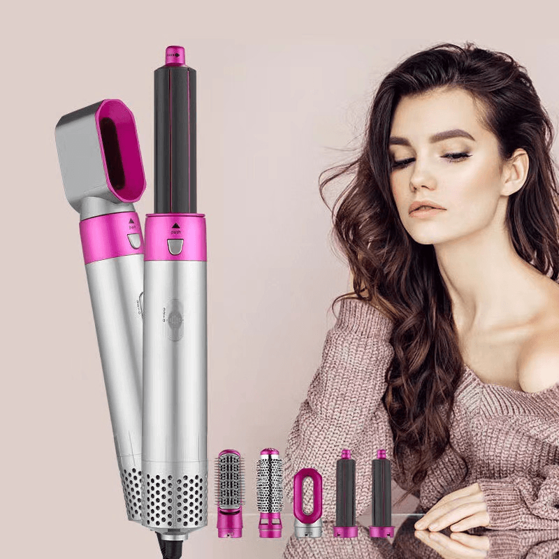 image-5 in 1 Hair Dryer Brush Curling Iron Hair Straightener