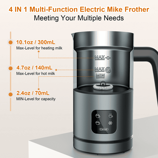 image-4 IN 1 Automatic Hot and Cold Foam Maker Frother for Coffee