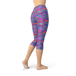 image-Womens Purple Pink Mermaid Capri Leggings