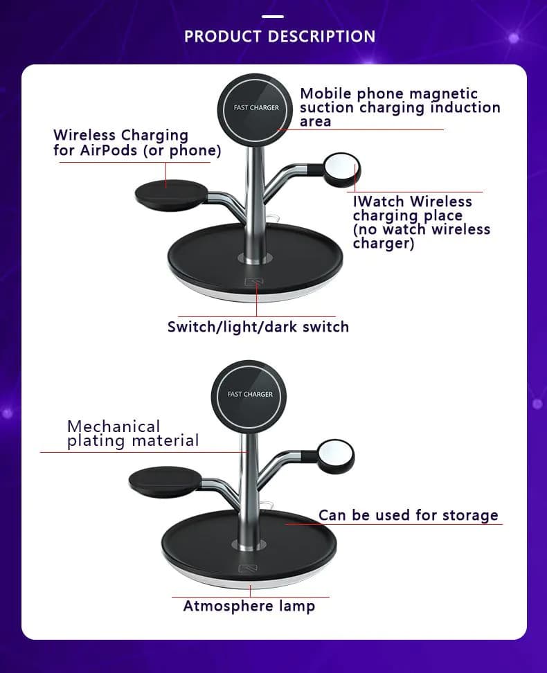 image-Wireless Charging Stand for Iphone Apple Watch Airpods