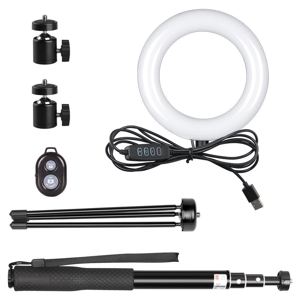 image-Metal Bracket Selfie Stick Bluetooth Set Ring Light with Gimbal