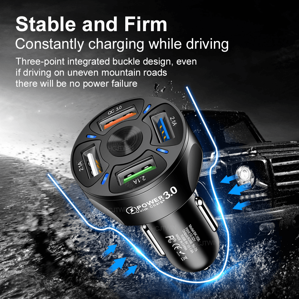 image-4 USB Car Charger Fast 7A QC3.0 Quick Car Chargr Adapter