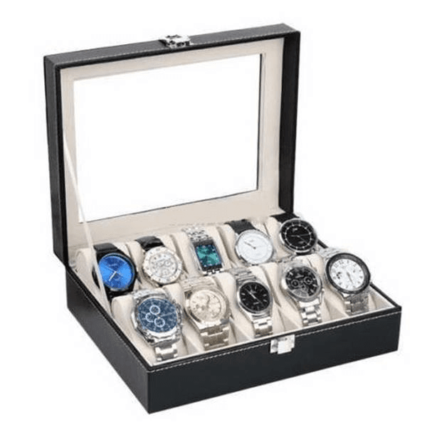 image-10 Compartments High-grade Leather Watch Collection Storage Box