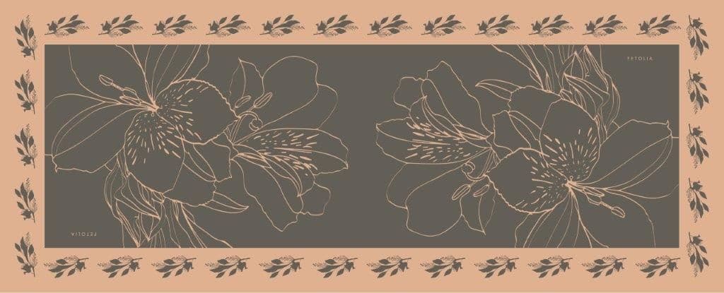 image-The Magnificent Alstroemeria - Grey - 100% Silk Scarf , 180*75cm