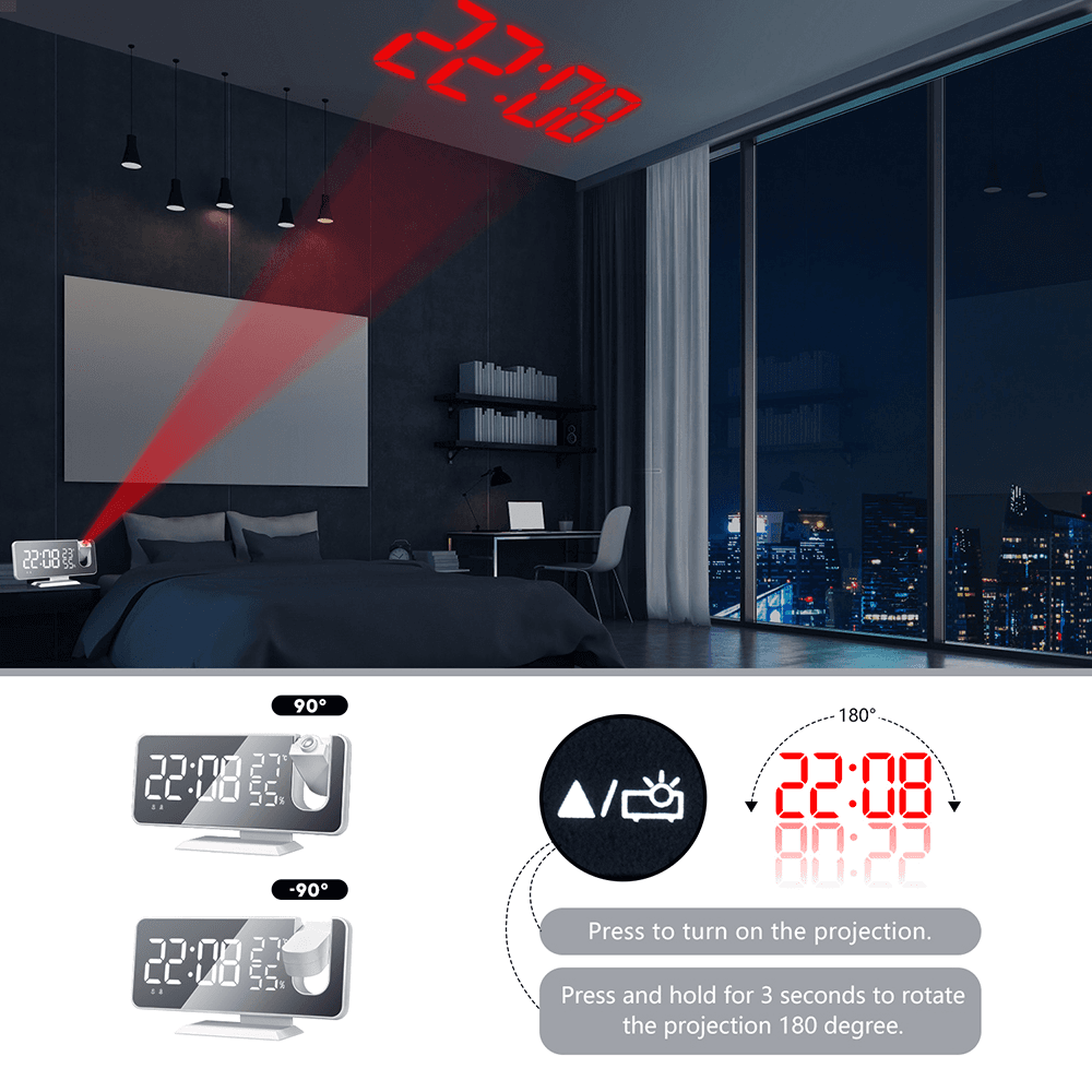 image-LED Digital Smart Alarm Clock Projector with FM Radio