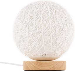image-Wood Decorative Bedside Moon Lamp USB Charger Wood Table Lamp