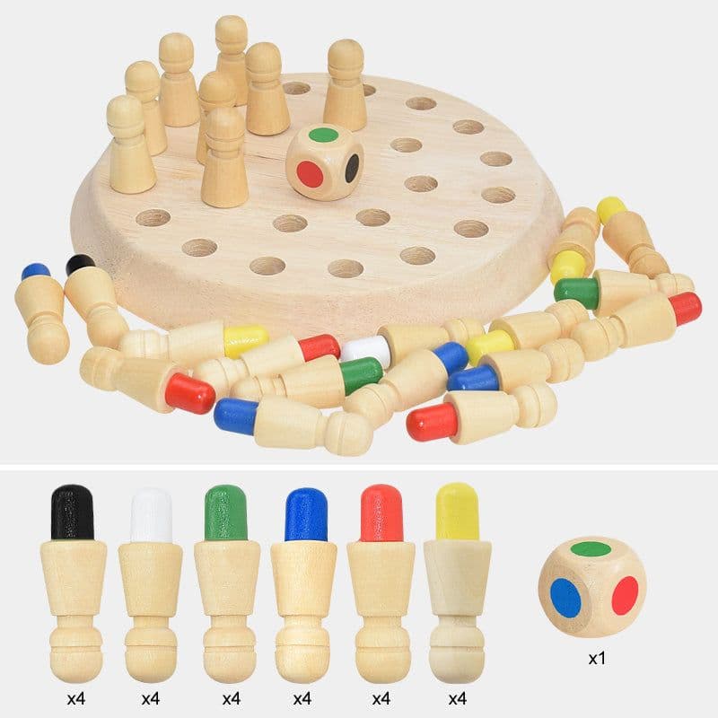 image-Kids Wooden Memory Match Stick Chess Game Fun Block Board Game