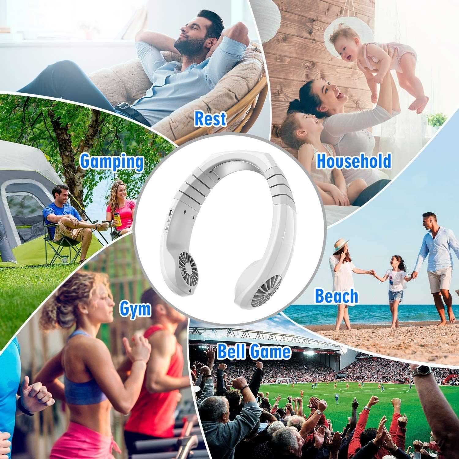 image-Personal Neck Fans Hands Free Neckband Fan