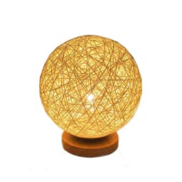 image-Wood Decorative Bedside Moon Lamp USB Charger Wood Table Lamp