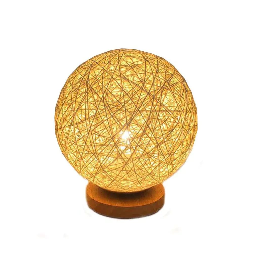 image-Wood Decorative Bedside Moon Lamp USB Charger Wood Table Lamp