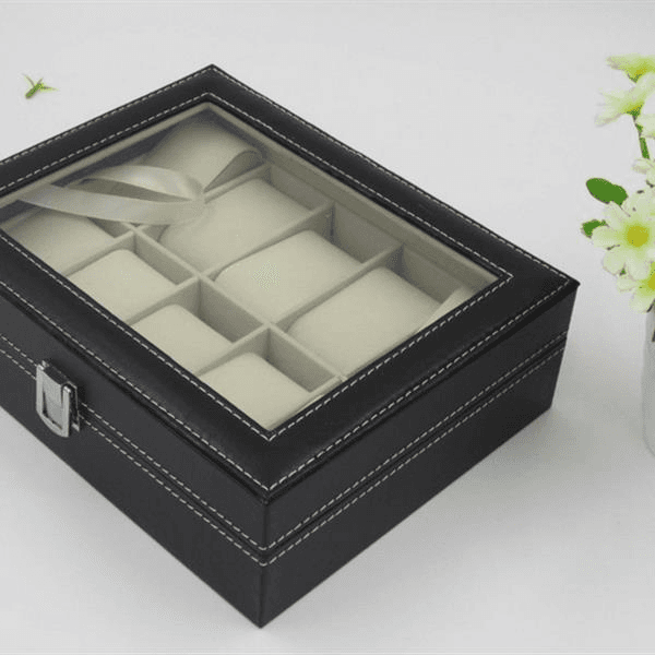 image-10 Compartments High-grade Leather Watch Collection Storage Box