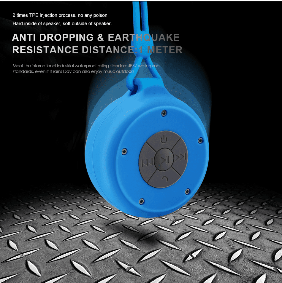 image-Mini Portable Suction Cup Wireless Bluetooth Speaker with Lanyard